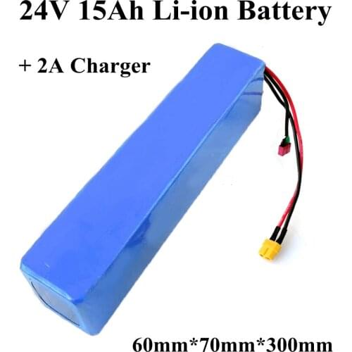 GTK 24v 15Ah lithium ion battery pack xt60 plug rechargeable li ion for 24v 350w electric bicycle bateria litio + 2A charger