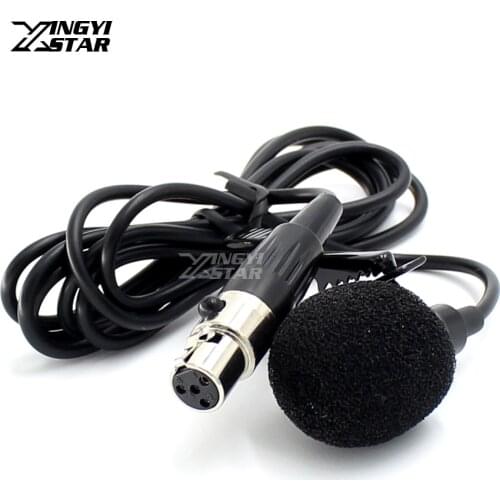 Mini XLR 4 Pin TA4F Plug Wired Microfone Condenser Tie Clip On Lapel Lavalier Microphone For SHURE Karaoke Wireless Transmitter