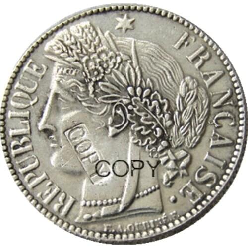 France 1 Franc 1849K 1850B Silver Plated Copy Coins