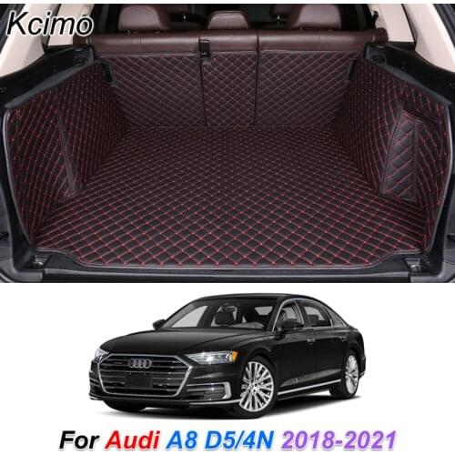 Custom Leather Car Trunk Mats For Audi A8 2018 2019 2020 2021 Rear Trunk Floor Mat Tray Carpet Cargo Liner Car Accessories