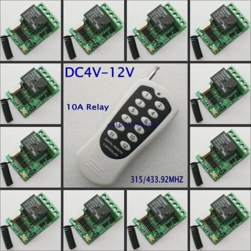 Momentary Toggle Button Remote Control Switch 4V 5V 6V 7.4V 9V 12V 12CH 10A Relay Mini Wireless Switch NO COM NC Contact ON OFF