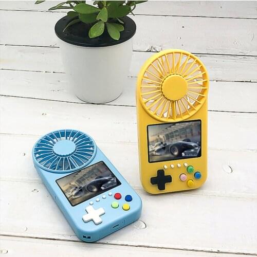 Handhold Mini Fan Luminous Cooling Fan Electric Aromatherapy Summer Fans Retro Screen Game Console w/ Lanyard