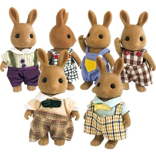 1:12 Miniature Forest Animal Family House Childrens Simulation Toy Rabbit Clothes Styles Girl Pretend Play Dolls Accessories