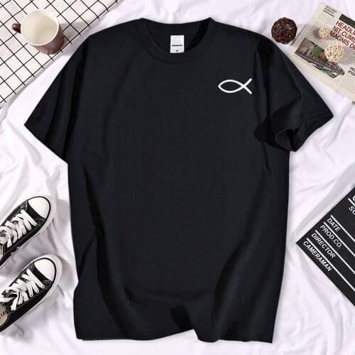 Creative One-Stroke Fish Prints Male Tshirts Simplicity Quality T-Shirts Cool Soft T-Shirt Creativity Oversize Men Streetwear