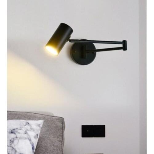 Black Post-modern Swimming Arm Wall Lamp Rotatable Long Arm Reading Lights Adjustable Indoor Bedroom Living room Wall lamp
