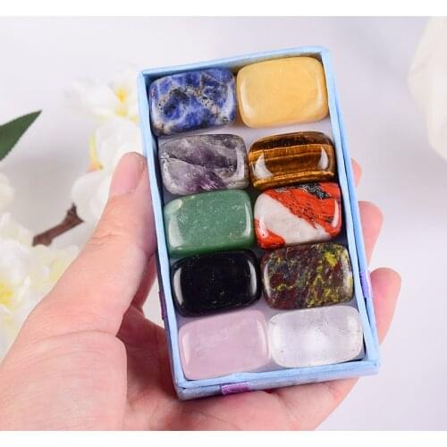 10 Pcs /Set Natural Tumbled Stone 15-20mm Mix Rock And Quartz Rose Bead Chakra Healing Crystal Irregular Polishing Amethyst Home