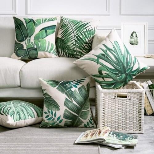 Green Leaves Pillow Case Tropical Plants Cushion Cover Home Decor Throw Pillows Decorative Pillowcase Pillowsham