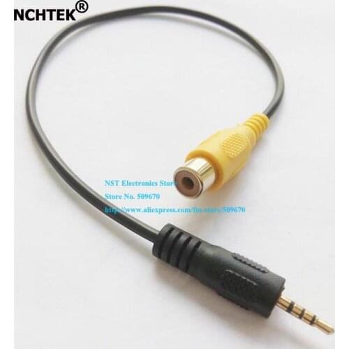 NCHTEK Golden Plated 2.5MM 4Poles Male Plug to RCA Female Jack AV Adapter Cable For GPS Video Input/Free shipping/1PCS