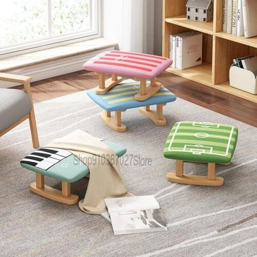 Small Stool Household Baby Solid Wood Bench Chair Sofa Stool Cute Cartoon Creative Shoe Stool