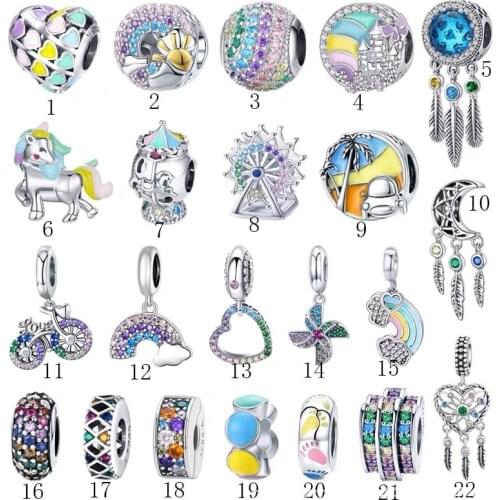 2021 new charm original colorful series brilliant spring beads suitable for Pandora lady bracelet necklace jewelry accessories