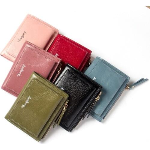 New Wallets Womens Short Two-Fold Zipper Wallets Horizontal European And American Style Card Holders Cute Small Coin Purses