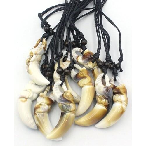 Wholesale Lots 12pcs Tibetan Acrylic Elephant Tooth Fake Elephant Teeth Pendants Necklaces Surfer Men Women Amulet Gift XL100