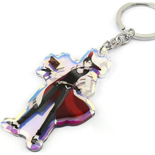 Vograce clear acrylic custom printed transparent rainbow keychain,make your own holographic rainbow keychain with anime