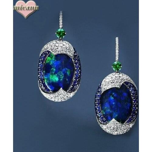 2019 New Pendientes Summer Trendy Earrings Blue Round Personality Fashion Retro Exquisite Unisex Holiday Gift Jewelry Girl Style