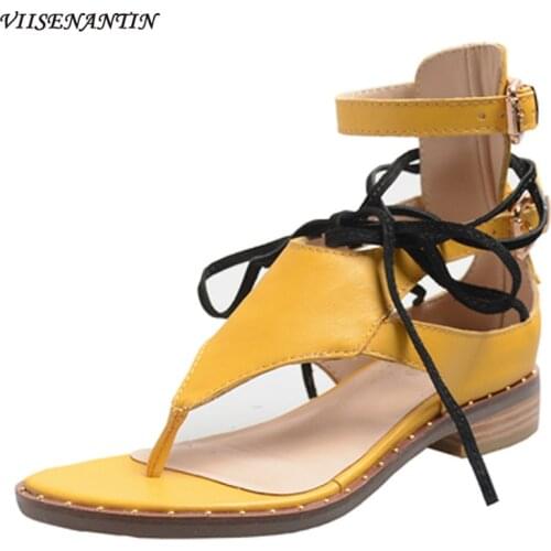 Flip Flops Sandals Womens Flat Shoes New Cross Straps Belt Buckle Rear Zipper Foot Wrap Belt Leather Comfortable Beach Shoes
