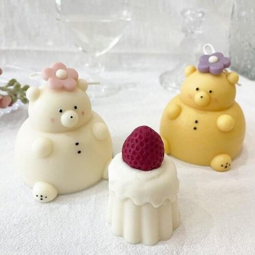 94PF 3D Bear Shape Silicone Mold DIY Animals Christmas Candle Mold Cake Candy Chocolate Mousse Decoration Baking Tool Moulds