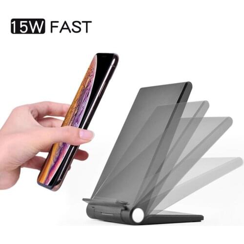 Foldable 15W Fast QI wireless charger Stand for HUAWEI MAT E30 P30 Pro IPhone 8 X 11 XR XS Samsung S10 5g S9 + S8 Note9 8 Charge
