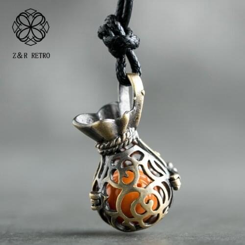 Vintage Necklace Pendants Handmade Rope Chains Bohemian Suspension Resin Bead Fashion Jewelry Statement Christmas Gift For Women