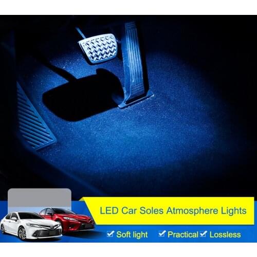 QHCP Car Foot Light Romantic Atmosphere Mood Interior Decoration LED Lamps Ice Blue Red Blue Fit For Toyota Camry 2018 2019 2020