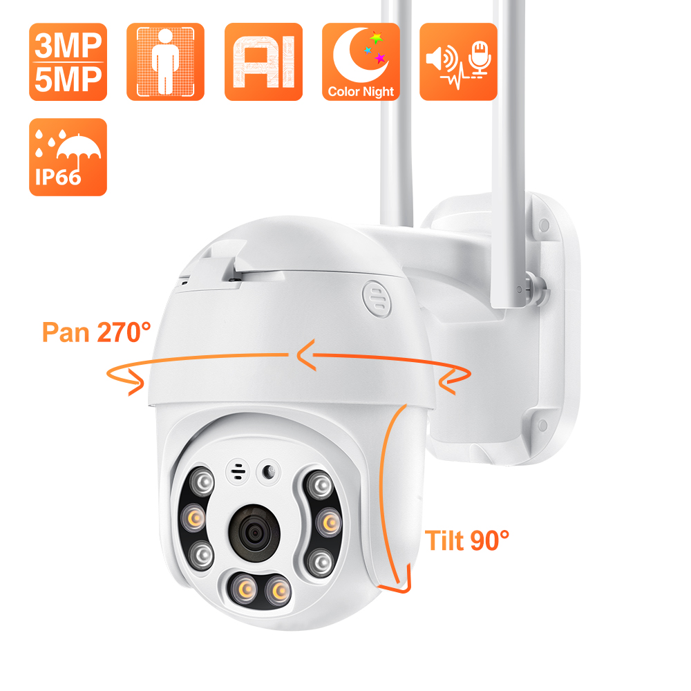 Techage HD 5MP PTZ WiFi IP Camera 1080P Outdoor Waterproof Wireless Security Camera Smart AI Human Detection Surveillance Camera