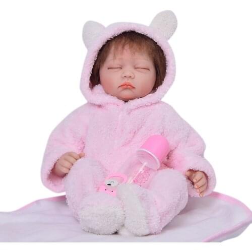 KEIUMI Real Touch Reborn Cloth Body Newborn Doll For Girl 22 Inch lovely Sleepy Reborn Baby Doll Cloth Body Kid Birthday Gift