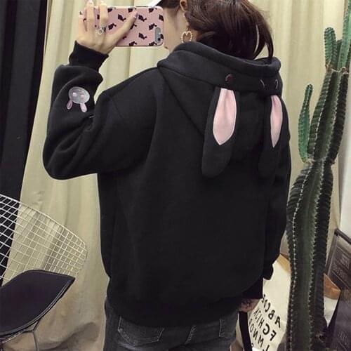 Autumn Kawaii Hoodies Women Sweatshirts Rabbit Ears Top Hoodie Long Sleeve Blouse Loose Sweatshirt Sudaderas De Mujer Топы