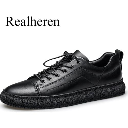 Autumn Spring Fashion Casual Genuine Leather Men Shoes Real Original High Quality Street Style Flats Non Slip Big Size 47 48