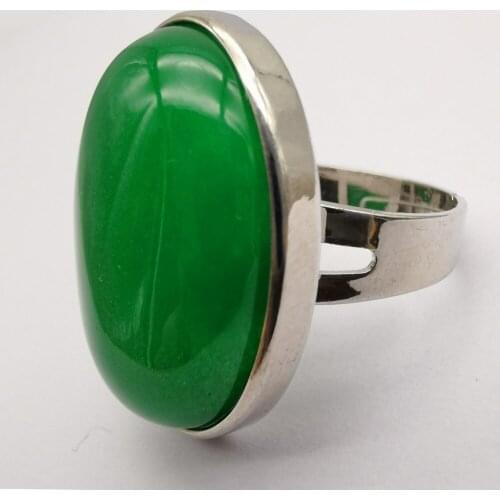Luck Green Jad e Stone Oval Bead GEM Finger Ring Size 8-9 Jewelry For Gift 1PCS X120