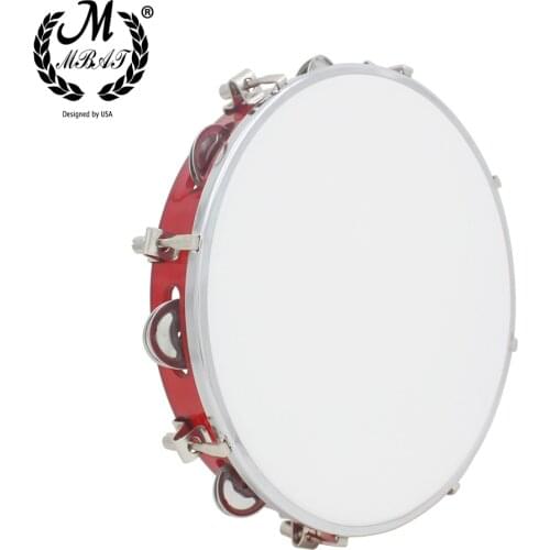 M MBAT Adjustable Tambourine Percussion Instrument Red Hand Drum With Jingle Bells Kids Music Gifts Childrens Educational Toys