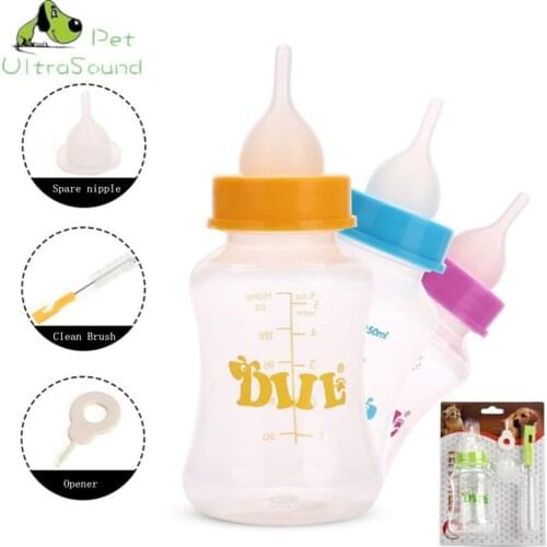 ULTRASOUND PET Puppy Kitten Feeding Bottle 150ml Pet Nursing Feeding Bottle with Cleaning Brush Kit For Dog Puppy Cat