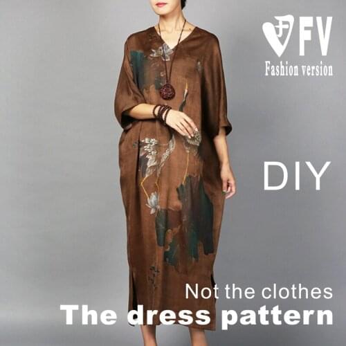 Pattern Making womens loose hand-painted Chinese style dress sewing chart garment pattern BLQ-513