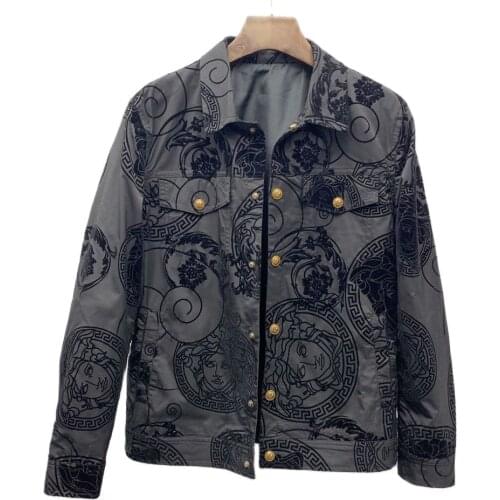 2021 Spring Autumn Men Jacket Heavy Industry Style Fashion Flocking Texture Coat Single Breasted Slim Coat