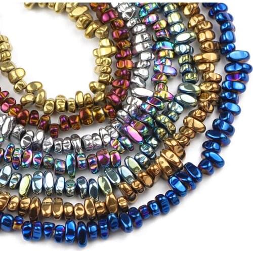 YHBZRET 15'' Natural Stone Gold black Hematite irregular gravel Chip Loose spacer beads for Jewelry making bracelet Necklace DIY