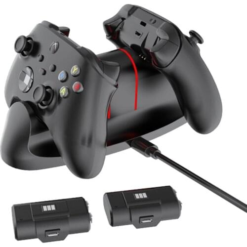Charger For Game Controller Handle Charger Charging Station For Xbox Series S/X Controller With 2pcs 1100mAh Rechargeable Batte