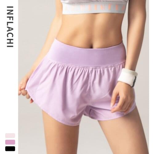 Women 2 In 1 Running Shorts Elastic Waist Pocket Tight Yoga Short Breathable Quick Dry Sports Gym Fitness Shorts Sportswear
