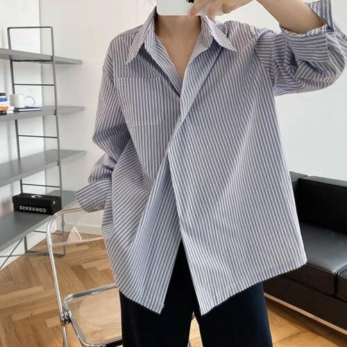 Johnature Spring New Korean Striped Casual One Button Sexy Womens Tops 2021 All Match Loose Lazy Women Shirts