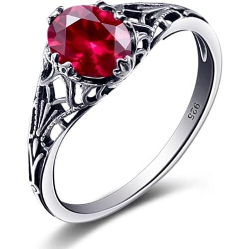 Szjinao Silver Rings For Women 100% Real 925 Sterling Silver Vintage Ring Ruby Gemstones Handmade Designer Luxury Fine Jewelry
