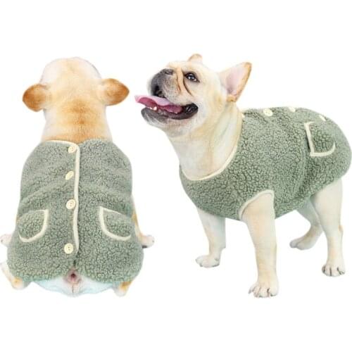 Winter Dog Clothes Warm Fleece Puppy Vest Chihuahua Button Coat Pet Clothing For Small Medium Dogs Coat French Bulldog Jacket