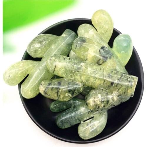 1PC Natural Prehnite Carved Crystal Cactus Figurine Healing Crystals Feng Shui Room Decor Reiki Gift Quartz Crystals