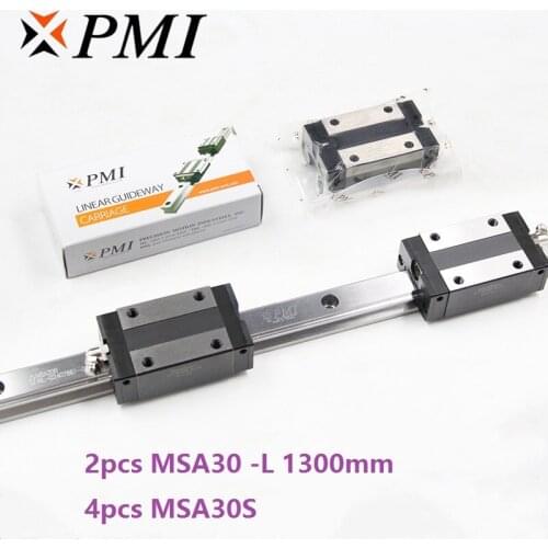2pcs origial Taiwan PMI MSA30 -L 1300mm linear guide + 4pcs MSA30S carriage blocks for CNC router