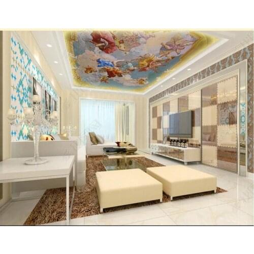 Custom photo 3d ceiling murals wallpaper European classical character flying angel decor 3d wall murals wallpaper for walls 3 d