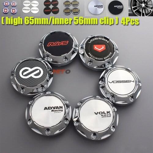 4pcs 65mm 56mm 2.2inch Advan Racing Enkei HRE RAYS for Vossen Racing Chrome Car Wheel Center Hub High Cap Emblem Rims Clip Cover