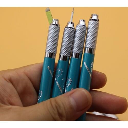 5Pcs Two Uses Manual Microblading Pen 110mm Blue Eyebrow Tattoo Pen For Permanent Makeup Eyebrows Embroidery Tattoo