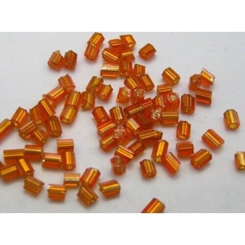 5000 Glass Tube Bugle Seed Beads 2X2mm Orange Silver-Lined + Storage Box