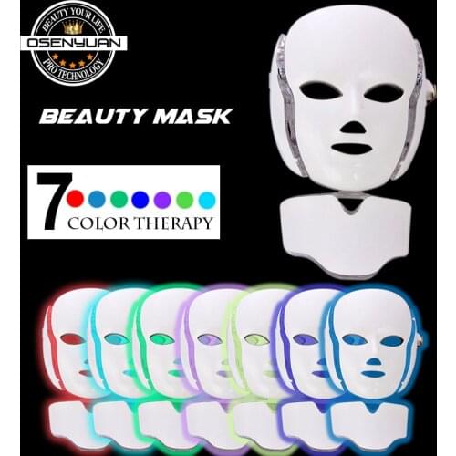 7 Colors Led Facial Mask With Neck Devices Photon Therapy Mesotherapy Machine Radio Frequency Beauty Led Face Appliances