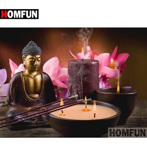 HOMFUN 5D Diamond Embroidery Needlework Kit "Buddha flower" Diy Diamond Painting Cross Stitch Home Decoration Gift A00297