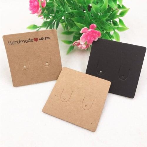 200Pcs 5x5cm Blank Kraft Paper Ear Studs Card Hang Tag Jewelry Display Earring Favor Marking Garment Prices Label Tags