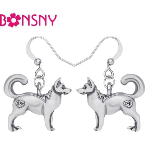 BONSNY Antique Gold Plated Cute Dog Earrings Big Long Animals Drop Dangle Pets Jewelry For Women Girls Teens Party Gifts
