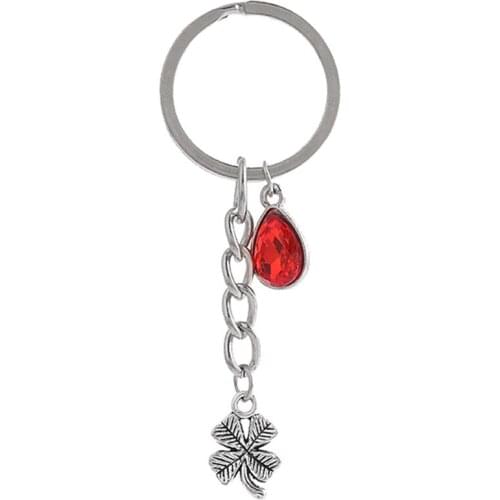 1PCS Women/Mens Fashion Four Leaf Clover Charm 25mm Keychain Key Rings Alloy Charms Gifts 20 Colors You Choose