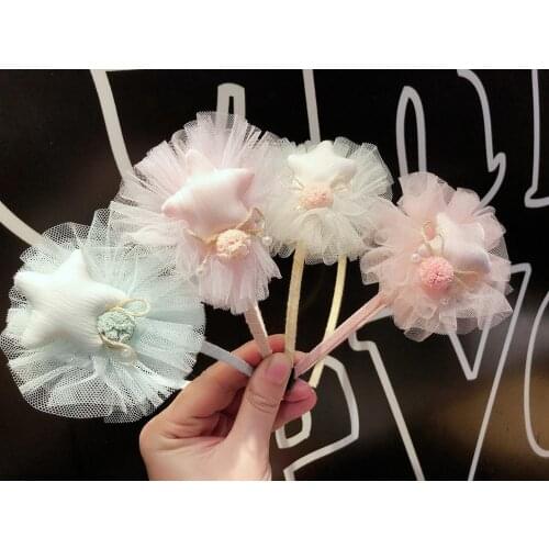 Boutique 20pcs Fashion Cute Pom Pom Star Hairbands Gauze Floral Bowknot Hair Sticks Princess Headwear Girls Hair Accessories